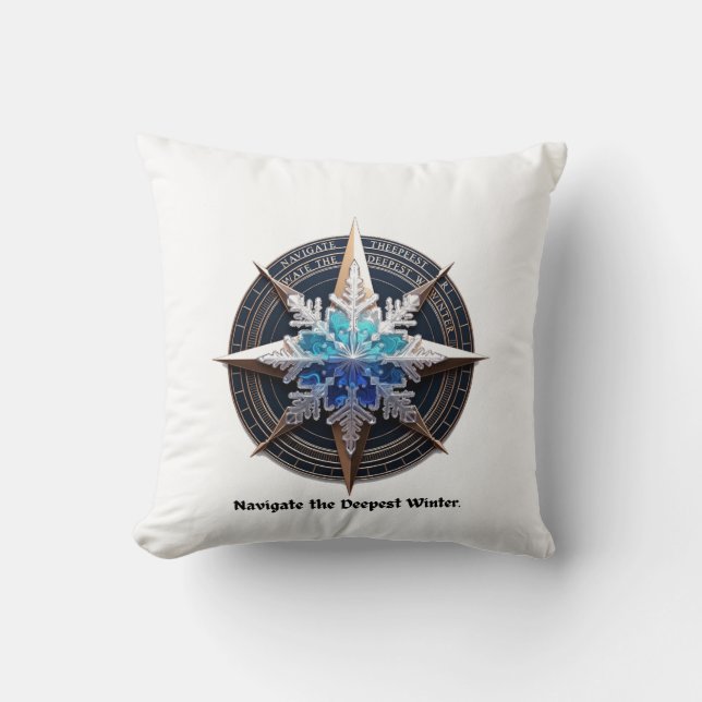 Vibrant Snowflake T-Shirt, Compass Metallic Art Kudde (Framsida)