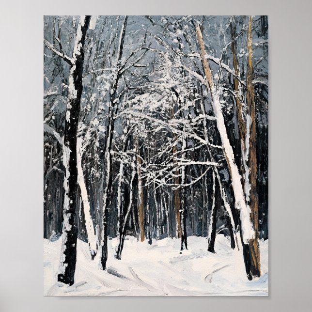 Vibrant Snowy Forest Winter Scene Poster Wall Art (Framsidan)