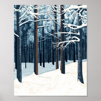 Vibrant Snowy Forest Winter Scene Poster Wall Art