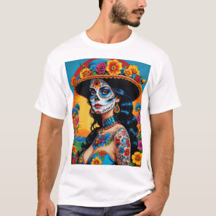 Vibrant socker Skull Art T Shirt Retro Aesthetic