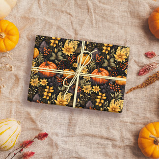 Vibrant Solblommor & Rustic Pumpkins Presentpapper