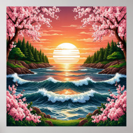 Vibrant solnedgång över Vinkara oceanen Poster