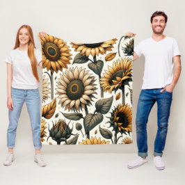 Vibrant Solros Mönster Fleecefilt