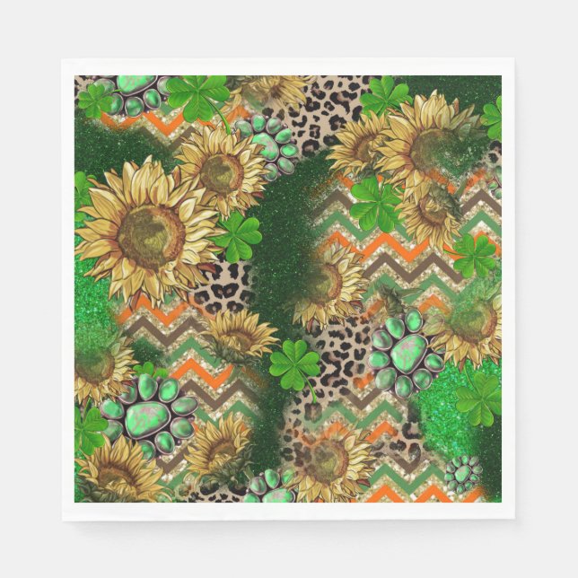 Vibrant solros och Shamrock Pappersservett (Framsidan)
