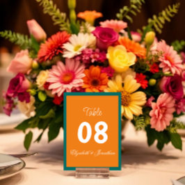 Vibrant soluppgång, minimalistisk blandning och ma bordsnummer