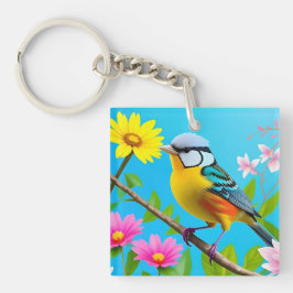 Vibrant Songbird Perched on a Blommar Gren