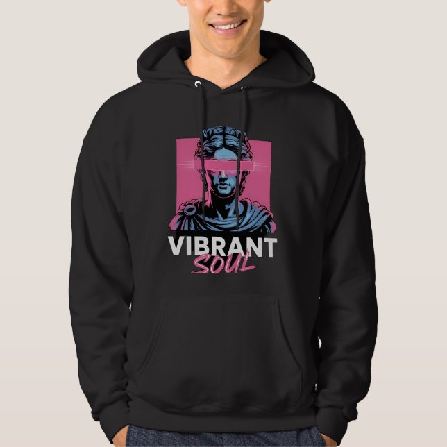 VIBRANT SOUL | Aesthetic Vaporwave Greece Statue Hoodie (Framsida)