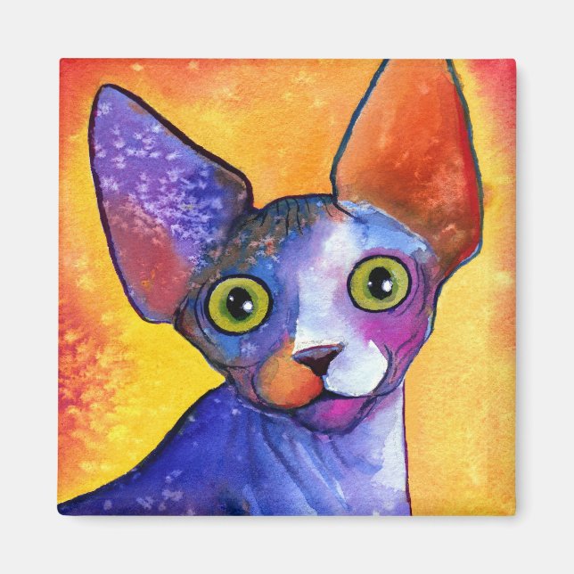 Vibrant sphynx cat 3-målning magnet (Framsidan)