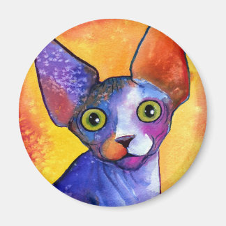 Vibrant sphynx cat 3-målning magnet