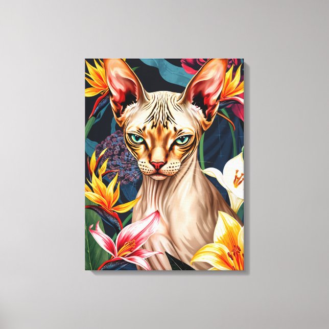 Vibrant Sphynx Cat Digital Artwork Canvastryck (Framsida)