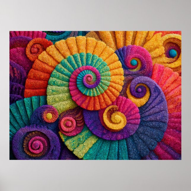 Vibrant Spiral Abstrakt Mönster Poster (Framsidan)