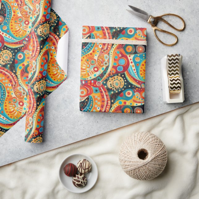 Vibrant Spiral och fetstilt geometrisk design Presentpapper (Hantverk)