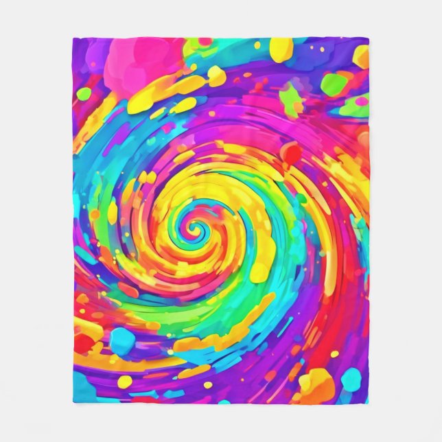 Vibrant Spiral Stänk Färg Art Fleecefilt (Framsidan)