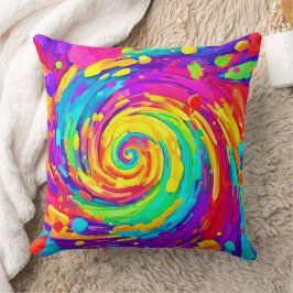 Vibrant Spiral Stänk Färg Art Kudde
