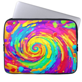 Vibrant Spiral Stänk Färg Art Laptop Fodral