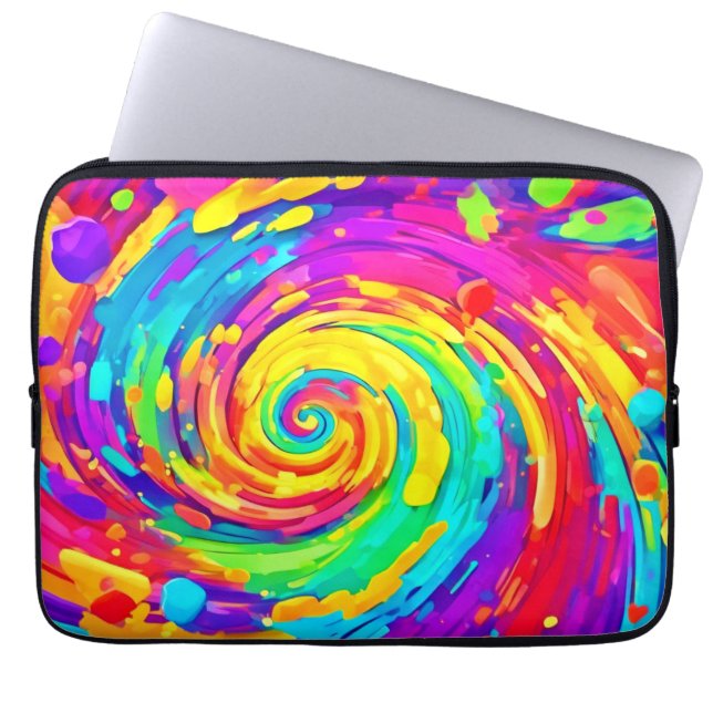 Vibrant Spiral Stänk Färg Art Laptop Fodral (Framsidan)