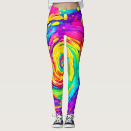 Vibrant Spiral Stänk Färg Art Leggings