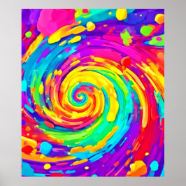 Vibrant Spiral Stänk Färg Art Poster