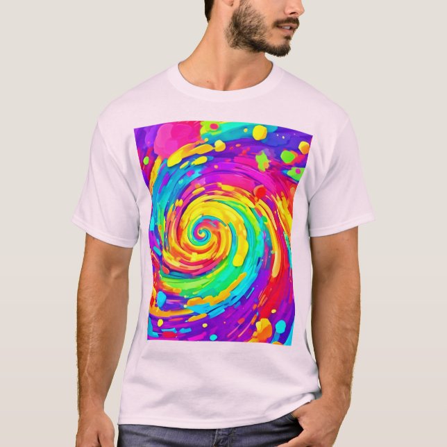 Vibrant Spiral Stänk Färg Art T Shirt (Framsida)