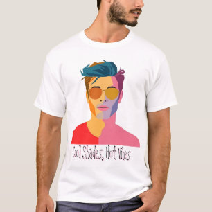 Vibrant Split Ansikte Porträtt T Shirt