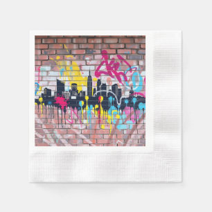 Vibrant Spray-Payed City Skyline Pappersservett