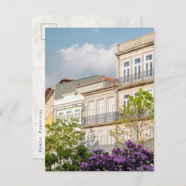 Vibrant spring building in Porto Postcard Vykort (Fram/baksida)