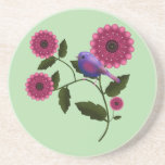 Vibrant Spring Floral with Cute Purple Bird Art Underlägg<br><div class="desc">Bring the freshness of the garden into your home with this beautiful Spring illustration. Featuring a chubby purple bird resting on a flowering branch, surrounded by vibrant deep pink blooms and lush green leaves. This cheerful design is perfect for celebrating the season of new beginnings. It looks stunning on tote...</div>