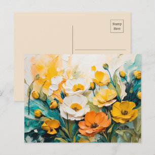 Vibrant Springtime Blommars Oil Acrylic Vykort