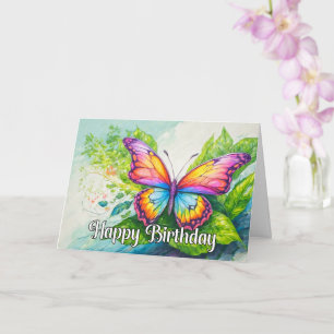 Vibrant Springtime Butterfly Grattis på födelsedag Kort