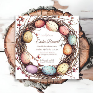 Vibrant Springtime Egg Nest Påsk Brunch Inbjudningar
