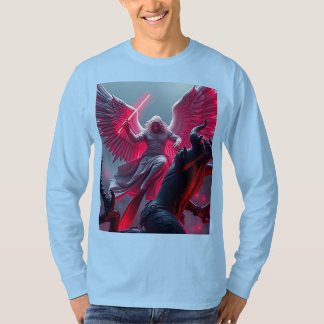 Vibrant St Michael Archangel Långärmad Manar Tee (Framsida)