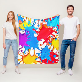 Vibrant Stänk i Neon Färg Fleecefilt