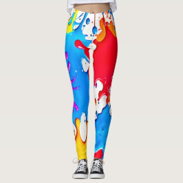 Vibrant Stänk i Neon Färg Leggings