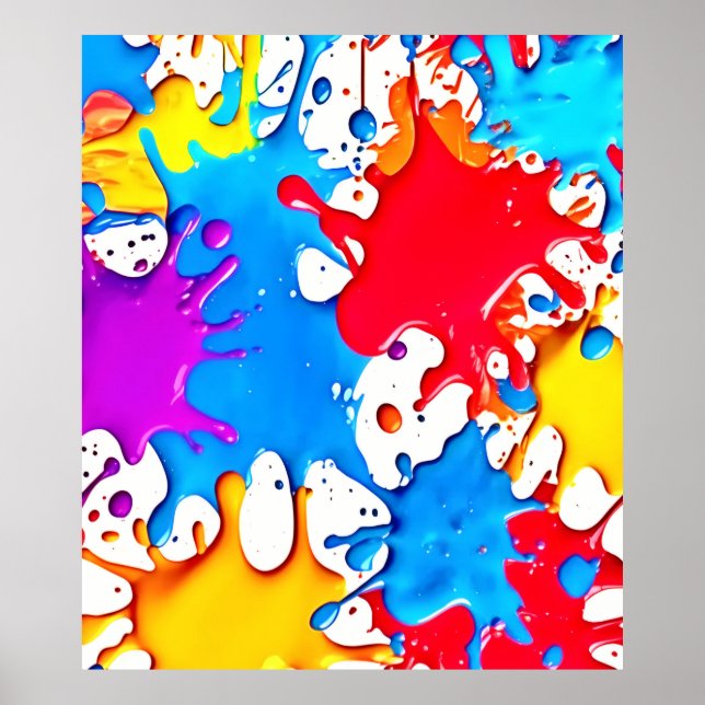 Vibrant Stänk i Neon Färg Poster (Framsidan)