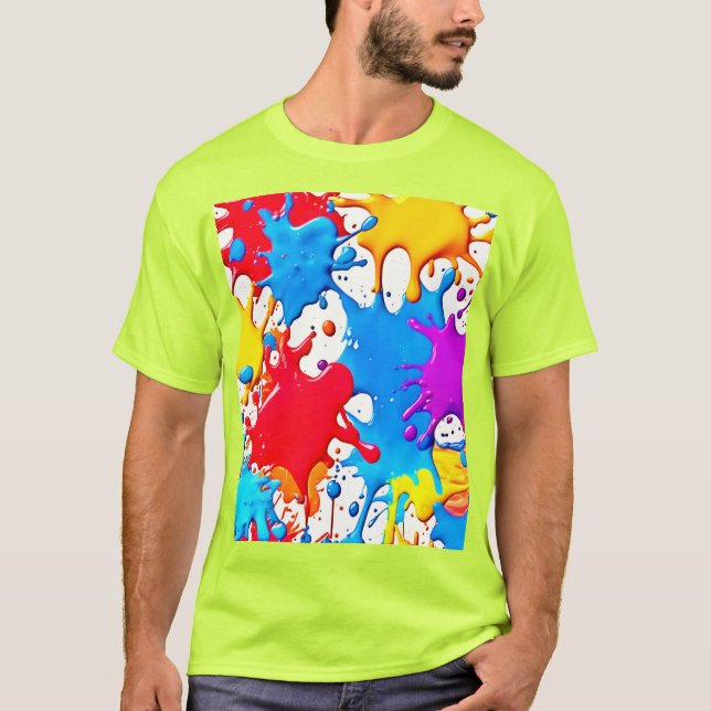 Vibrant Stänk i Neon Färg T Shirt (Framsida)