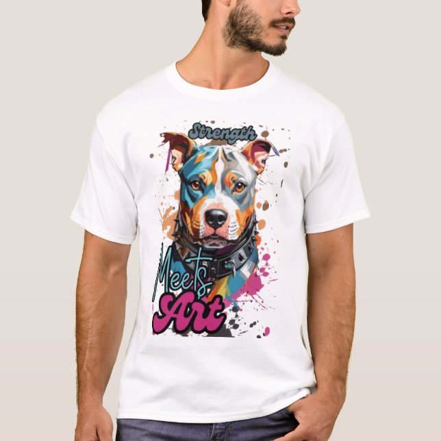 Vibrant Stänk Pit Bull Design T Shirt (Framsida)