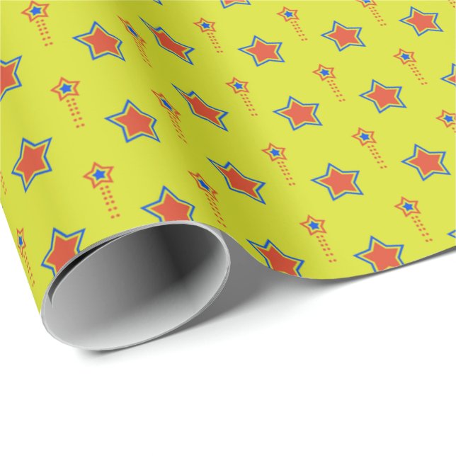 Vibrant Starburst Firande Gift Wrap Presentpapper (Rullad Hörn)