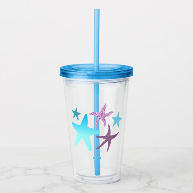 Vibrant Starfish Acrylic Tumbler Take Away Mugg (Framsida)
