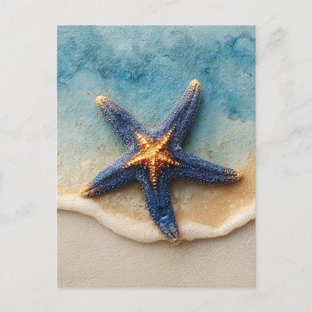 Vibrant Starfish på Sandy Beach Vykort (Framsida)