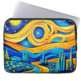 Vibrant Starry Artwork Laptop Fodral
