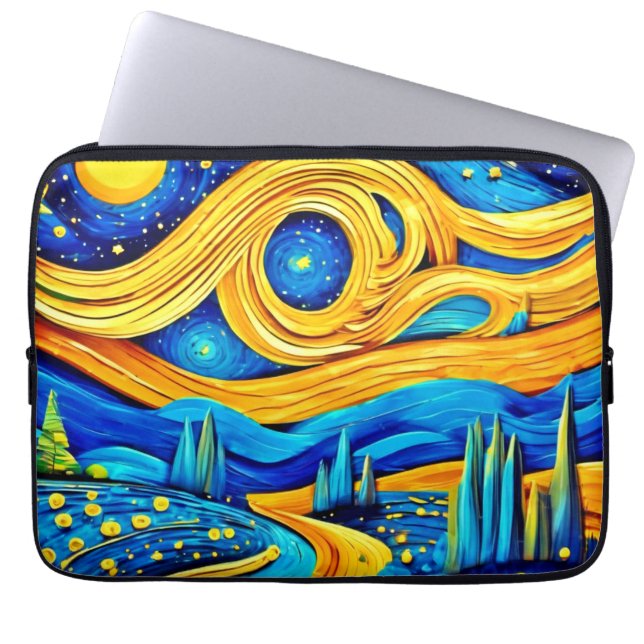 Vibrant Starry Artwork Laptop Fodral (Framsidan)