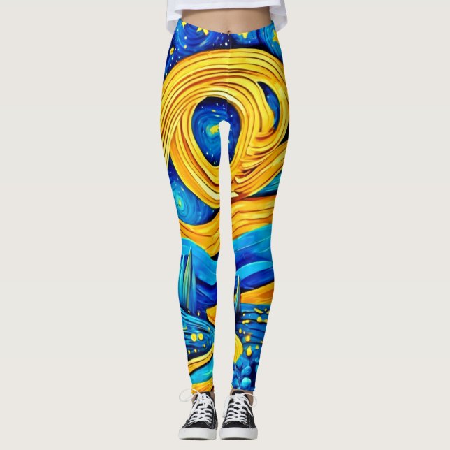 Vibrant Starry Artwork Leggings (Framsida)