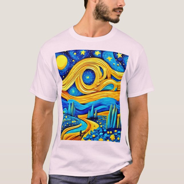 Vibrant Starry Artwork T Shirt (Framsida)