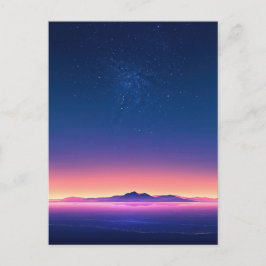 Vibrant Starry Night Mountain Horizon Vykort