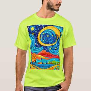Vibrant Starry Night Stil Art T Shirt