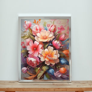 Vibrant still Life Blommigt Bouquet Fototryck