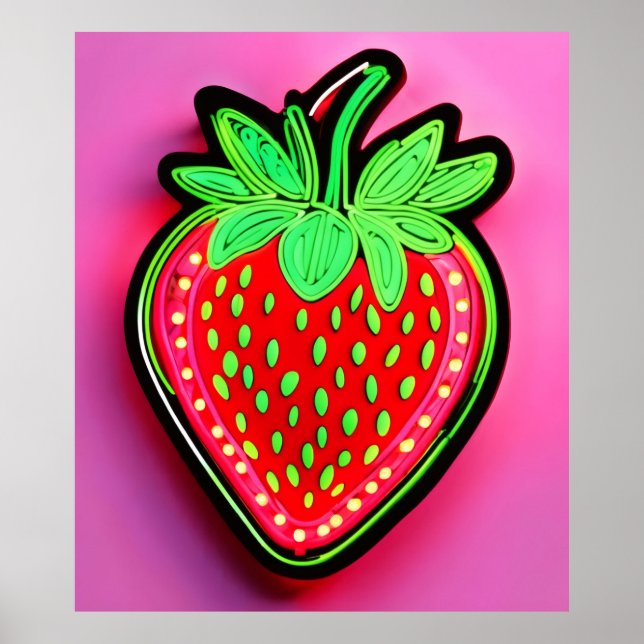 Vibrant Strawberry Neon-tecken Poster (Framsidan)