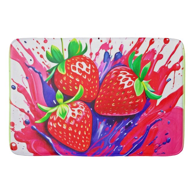 Vibrant Strawberry Stänk Badrumsmatta (Framsidan)