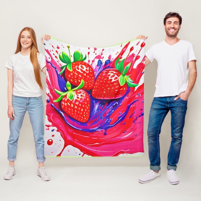 Vibrant Strawberry Stänk Fleecefilt (På plats)