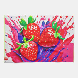 Vibrant Strawberry Stänk Kökshandduk